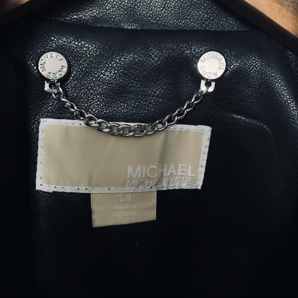 Michael Kors Black Faux Women’s Leather Moto Jkt - Picture 6 of 14